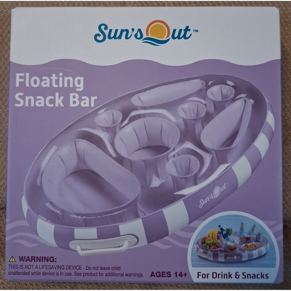Sun's Out Floating Snack Bar Inflatable Pool Drink Holder SN-PL307-600W Purple